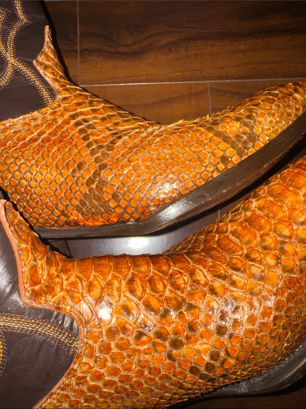 SHARP! JB Dillon SZ 11.5 D Gently Worn Genuine Python Cowboy Boots